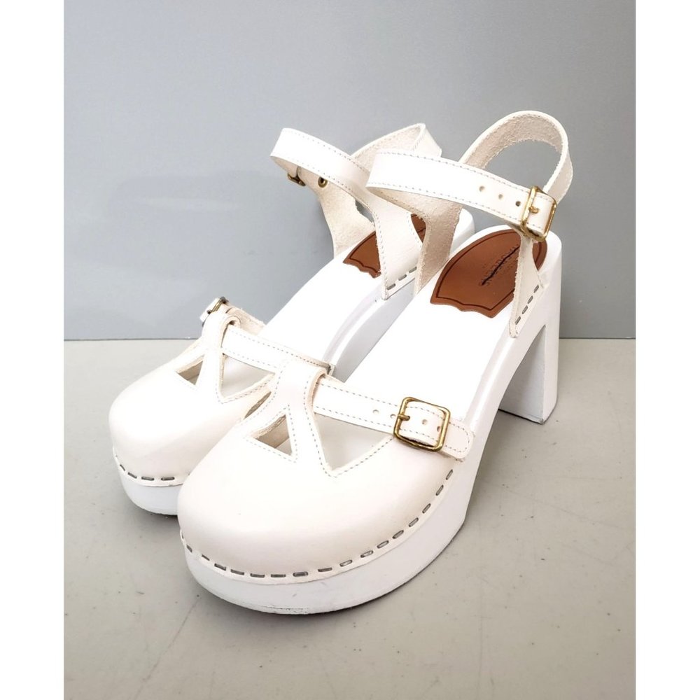 Swedish Hasbeens Retro Sky High Clogs White - Picture 2 of 6